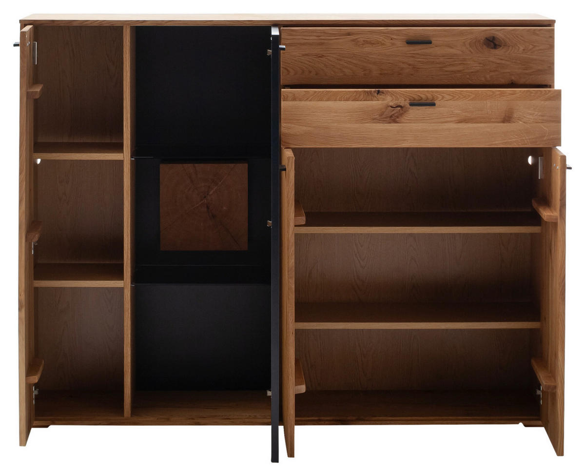 HIGHBOARD Nairobi  in 158/122/37 cm  - Wildeiche/Anthrazit, Design, Glas/Holz (158/122/37cm) - MID.YOU