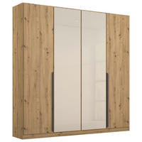DREHTÜRENSCHRANK Eiche Artisan, Champagner  - Champagner/Eiche Artisan, Modern, Glas/Holzwerkstoff (181/210/54cm) - Rauch Möbel