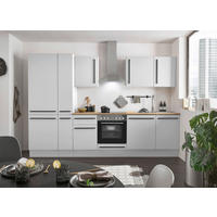 KÜCHENBLOCK 310 cm   in Weiß, Eichefarben  - Eichefarben/Schwarz, Design, Holzwerkstoff/Kunststoff (310cm) - MID.YOU