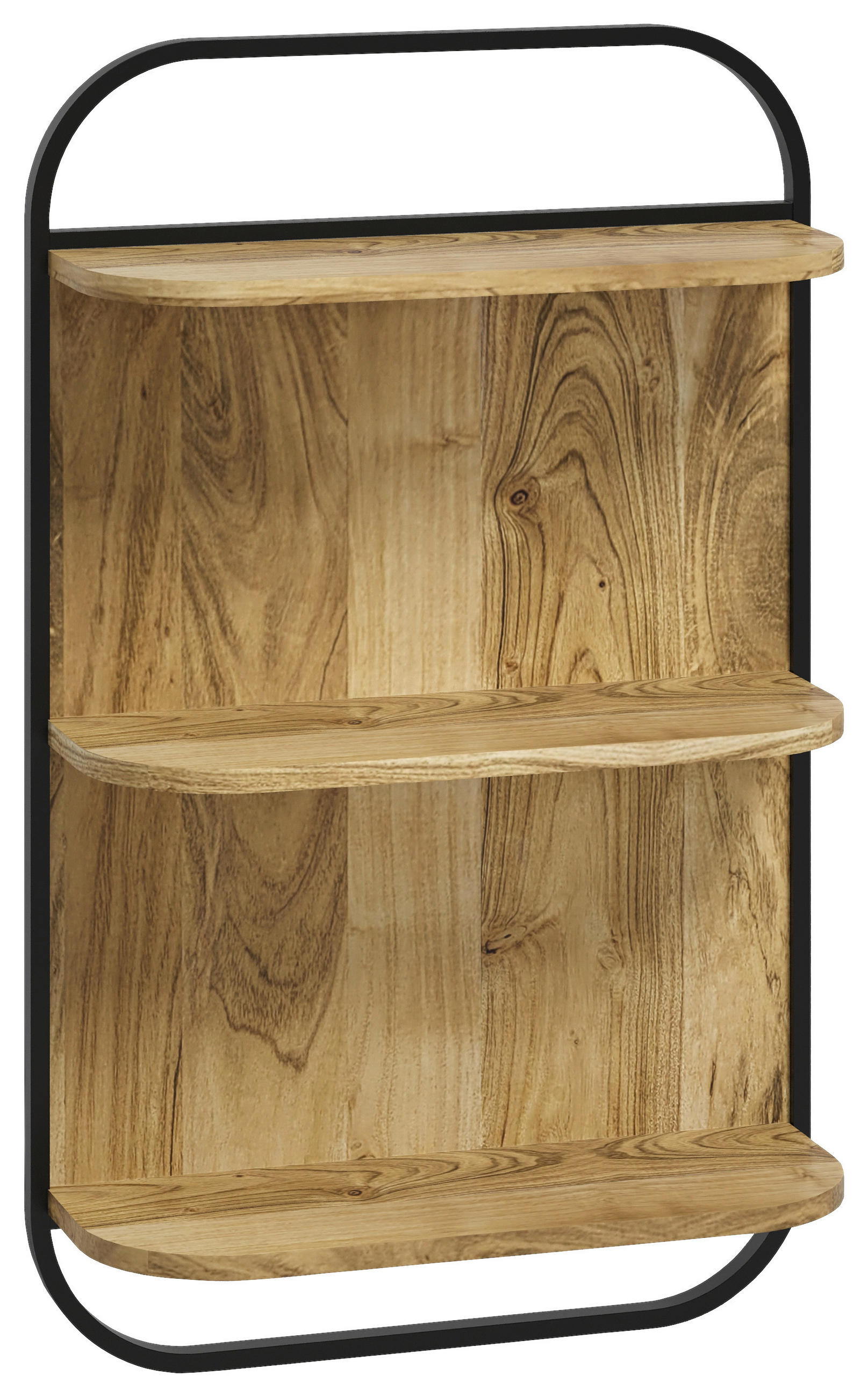 BADEZIMMERREGAL 51/81/20 cm  - Schwarz/Naturfarben, Natur, Holz/Metall (51/81/20cm) - Livetastic