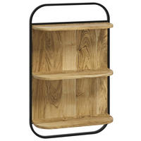 BADEZIMMERREGAL 51/81/20 cm  - Schwarz/Naturfarben, Natur, Holz/Metall (51/81/20cm) - Livetastic