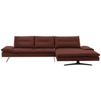ECKSOFA in Echtleder Schlammfarben  - Schlammfarben/Schwarz, Modern, Leder/Metall (342/158cm) - Chilliano