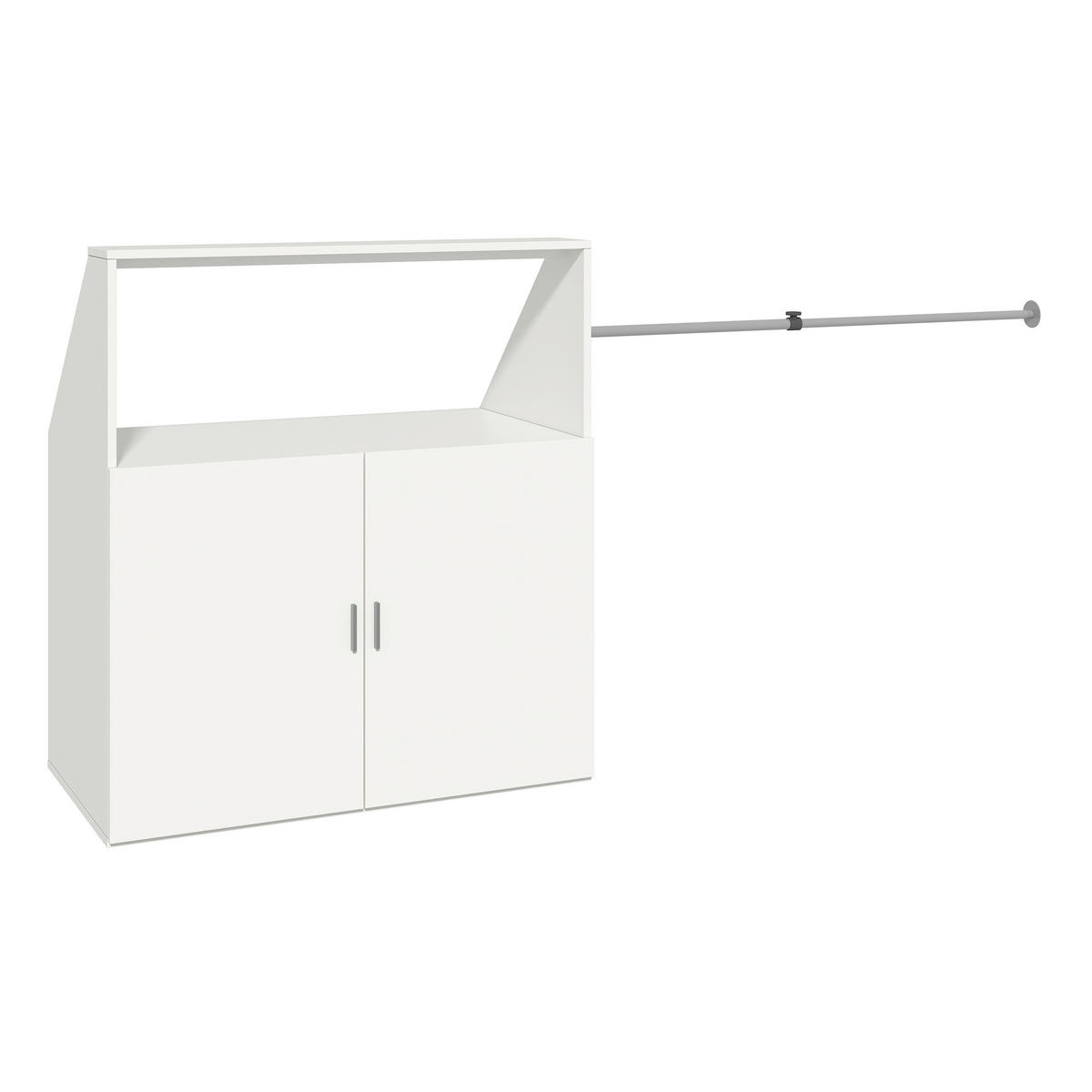 ODPRTA OMARA ZA OBLAČILA - srebrne barve/bela, Moderno, kovina/leseni material (90/100/52cm) - Livetastic