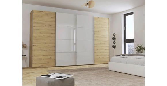 SCHWEBETÜRENSCHRANK 361/235/68 cm 4-türig  - Chromfarben, KONVENTIONELL, Glas/Holzwerkstoff (361/235/68cm) - Novel