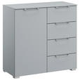 KOMMODE , 80/81/42 cm, 4 Schublade(n)  - Silberfarben/Hellgrau, Design, Holzwerkstoff/Kunststoff (80/81/42cm) - Novel