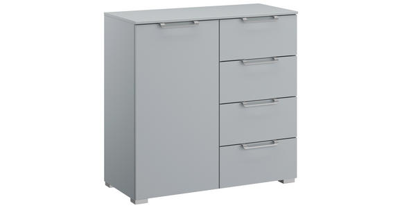 KOMMODE , 80/81/42 cm, 4 Schublade(n)  - Silberfarben/Hellgrau, Design, Holzwerkstoff/Kunststoff (80/81/42cm) - Novel