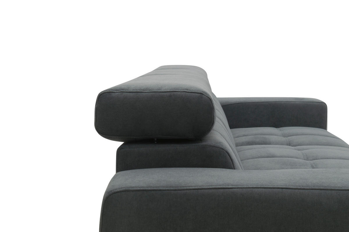 ECKSOFA TRENTO Dunkelgrau Mikrofaser  - Dunkelgrau/Schwarz, MODERN, Textil/Metall (287/175cm) - MID.YOU