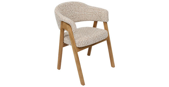 ARMLEHNSTUHL   Bouclé  Eichefarben, Beige  - Eichefarben/Beige, KONVENTIONELL, Holz/Textil (63,5/82/58cm) - Linea Natura