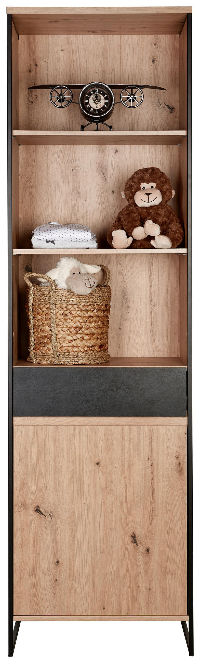 BABYREGAL Yunai Anthrazit, Eichefarben  - Eichefarben/Anthrazit, Trend, Holzwerkstoff/Metall (60/209,7/38,2cm) - My Baby Lou