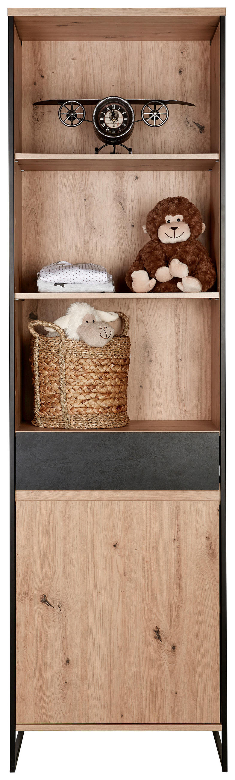 Thumbnail - My Baby Lou Babyregal Yunai, Anthrazit, Eiche, Holzwerkstoff, 3 Fächer, 1 Schubladen, 60x209.7x38.2 cm, Kinder- & Jugend...