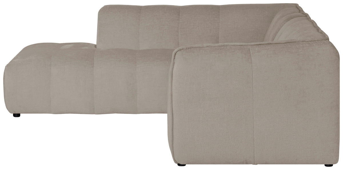 ECKSOFA LIVOLI in Chenille Creme  218/230 cm  - Creme/Schwarz, Design, Textil (218/230cm) - MID.YOU