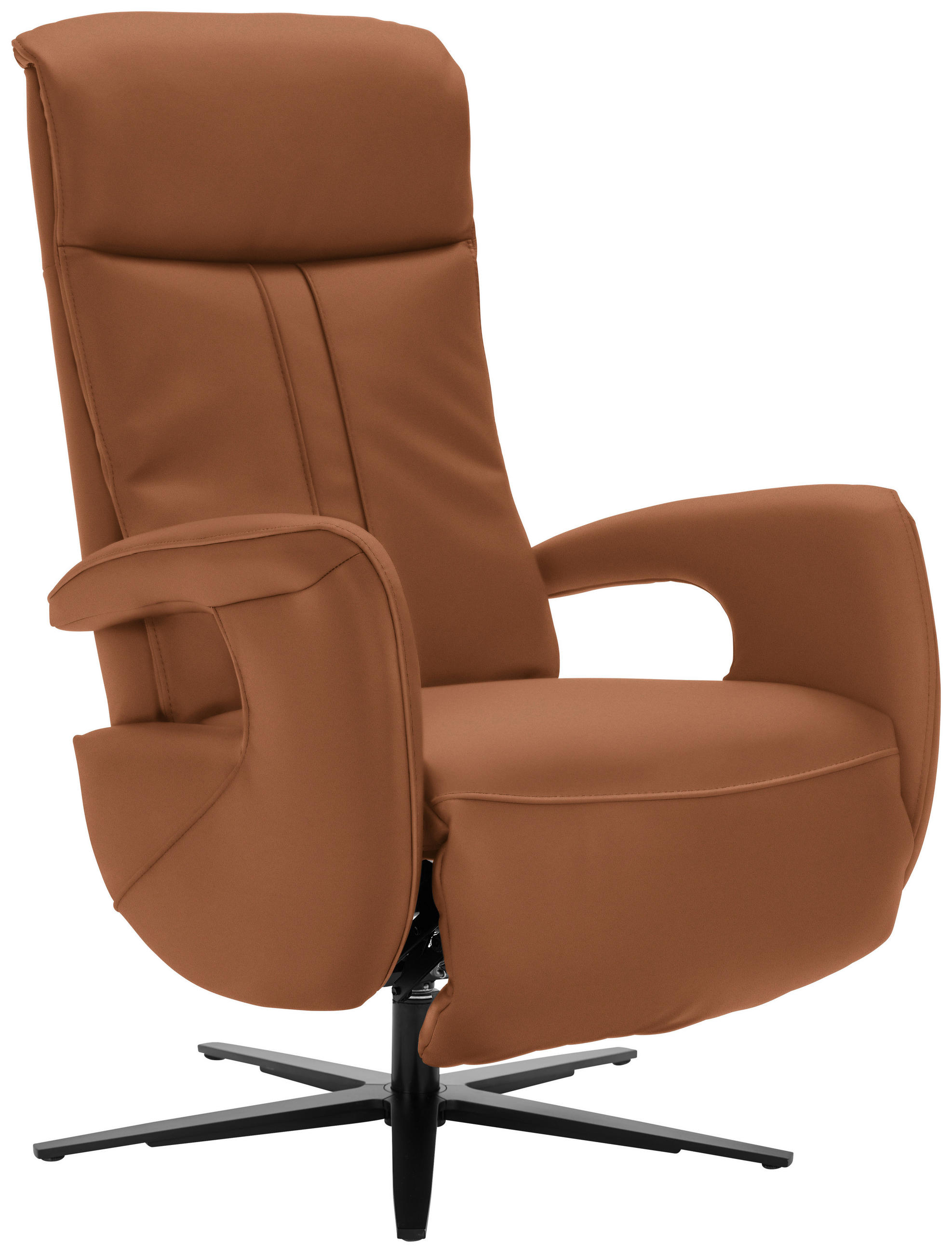 RELAXSESSEL in Leder Cognac  - Cognac/Schwarz, Design, Leder/Metall (71/112/83cm) - Dieter Knoll