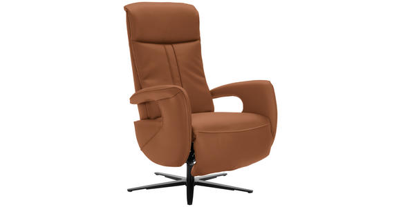 RELAXSESSEL in Leder Cognac - Cognac/Schwarz, Design, Leder/Metall (71/112/83cm) - Dieter Knoll