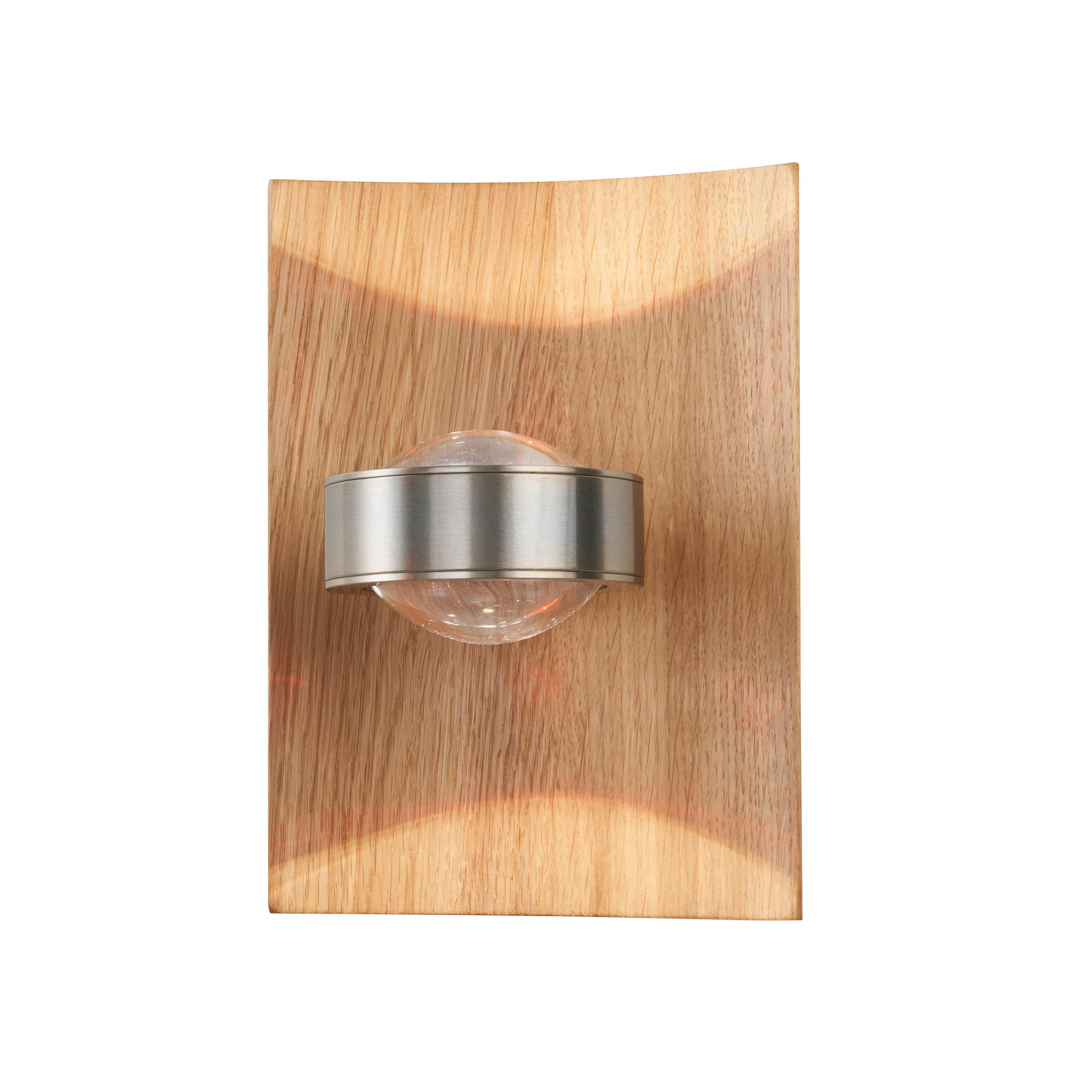 LED-WANDLEUCHTE Shine-Wood 16,5/16,5/2 cm   - Nickelfarben, Natur, Holz/Metall (16,5/16,5/2cm) - Fischer & Honsel