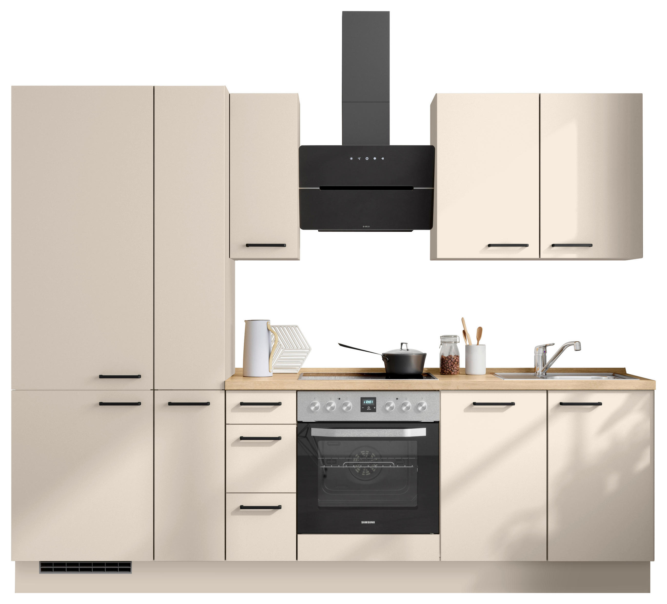 KÜCHENBLOCK 270 cm   in Eichefarben, Sandfarben  - Sandfarben/Eichefarben, MODERN, Holzwerkstoff/Metall (270cm) - Nobilia