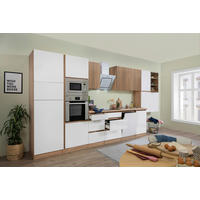 KÜCHENBLOCK 445 cm   in Eichefarben, Weiss Hochglanz  - Weiss Hochglanz/Eichefarben, Basics, Holzwerkstoff (445cm) - Respekta