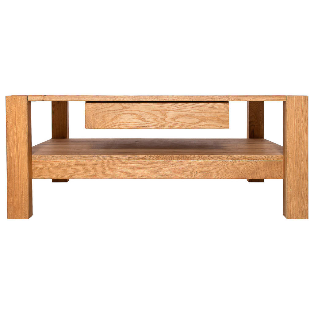 Thumbnail - Linea Natura Couchtisch, Wildeiche, Holz, Wildeiche, massiv, 2 Schubladen, rechteckig, eckig, 70x47.5x110 cm, offenes Fa...