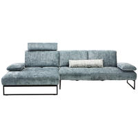 ECKSOFA Graublau Chenille Armteilverstellung, Sitztiefenverstellung, Rücken echt  - Graublau/Anthrazit, Design, Textil/Metall (160/310cm) - Joop!