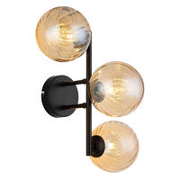 VÄGGLAMPA Conor 36/28/25 cm   - orange/svartkrom, Design, metall/glas (36/28/25cm) - Globo