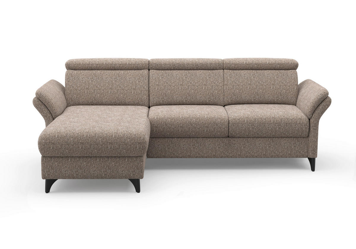 ECKSOFA Chenille Cappuccino  - Schwarz/Cappuccino, Konventionell, Textil/Metall (166/253cm) - Sit & More