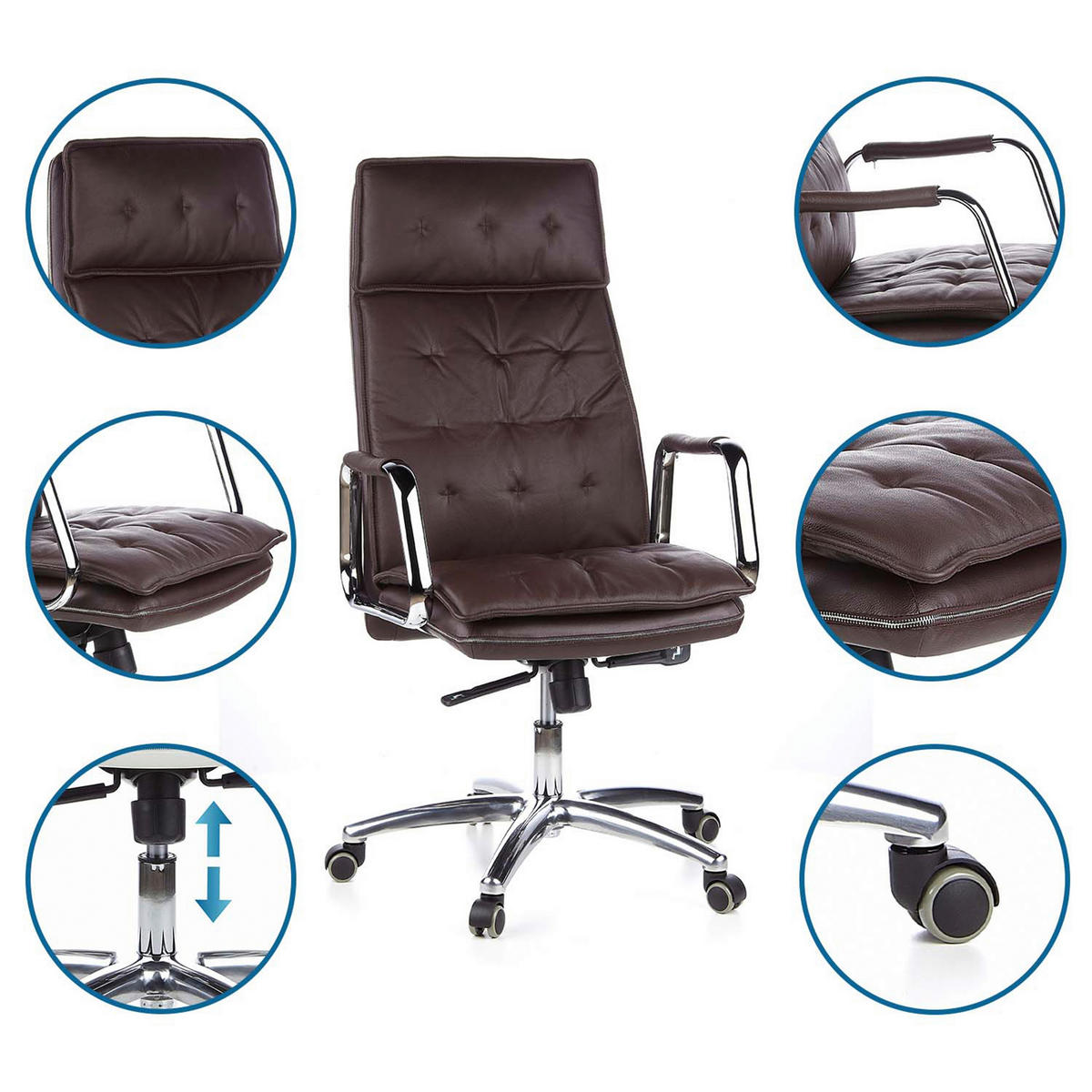 CHEFSESSEL Braun  - Braun, Basics, Leder/Kunststoff (60/130/48cm) - MID.YOU