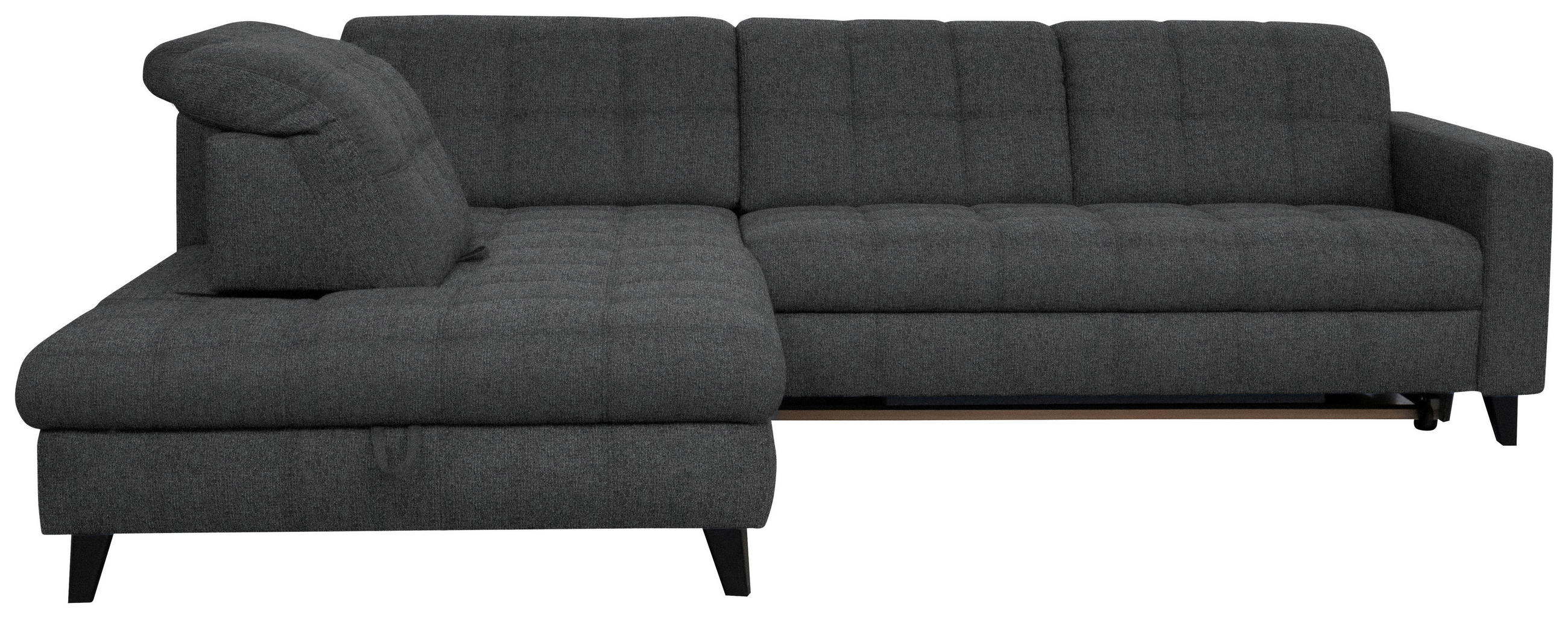 ECKSOFA in Webstoff Dunkelgrau  - Dunkelgrau/Schwarz, Design, Holz/Textil (216/297cm) - Xora