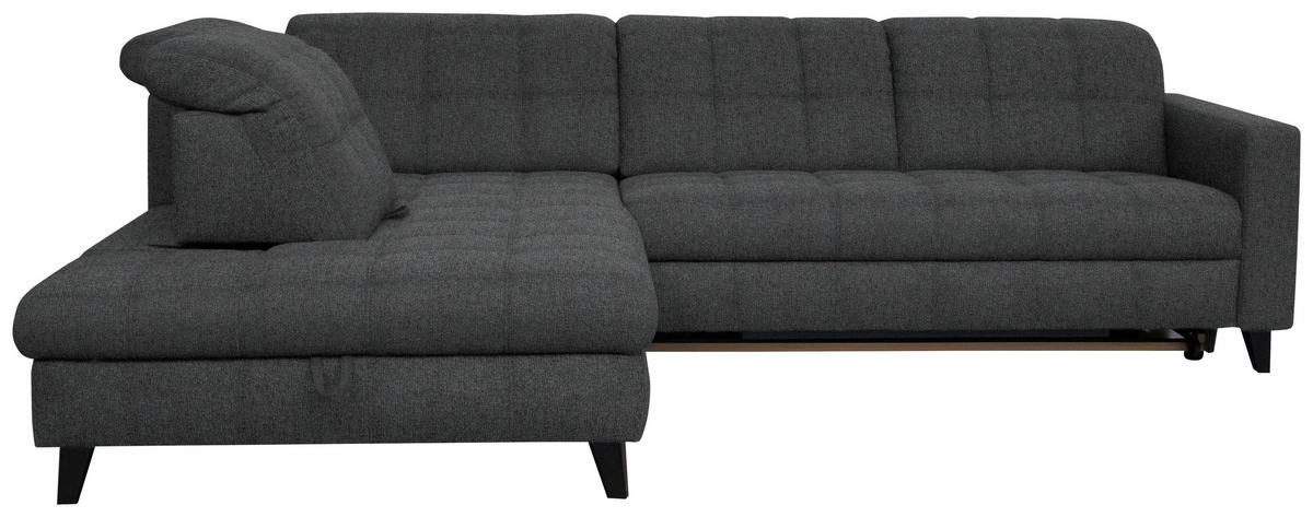 ECKSOFA in Webstoff Dunkelgrau  - Dunkelgrau/Schwarz, Design, Holz/Textil (216/297cm) - Xora