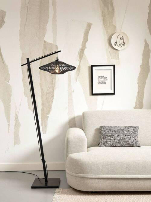 STEHLEUCHTE 63/40/150 cm    - Schwarz, Trend, Naturmaterialien (63/40/150cm) - Good & Mojo