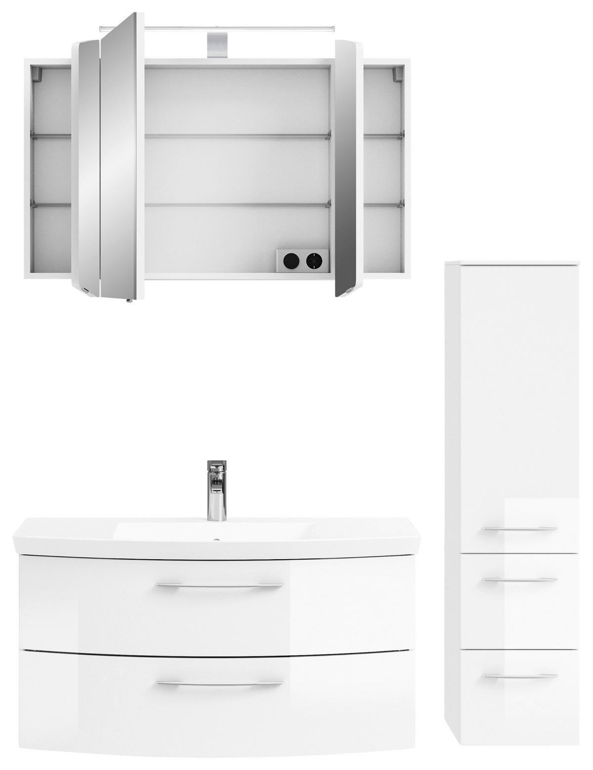 BADEZIMMER 4-teilig  in 131 cm  - Chromfarben/Weiß Hochglanz, KONVENTIONELL, Glas/Holzwerkstoff (131cm) - Pelipal