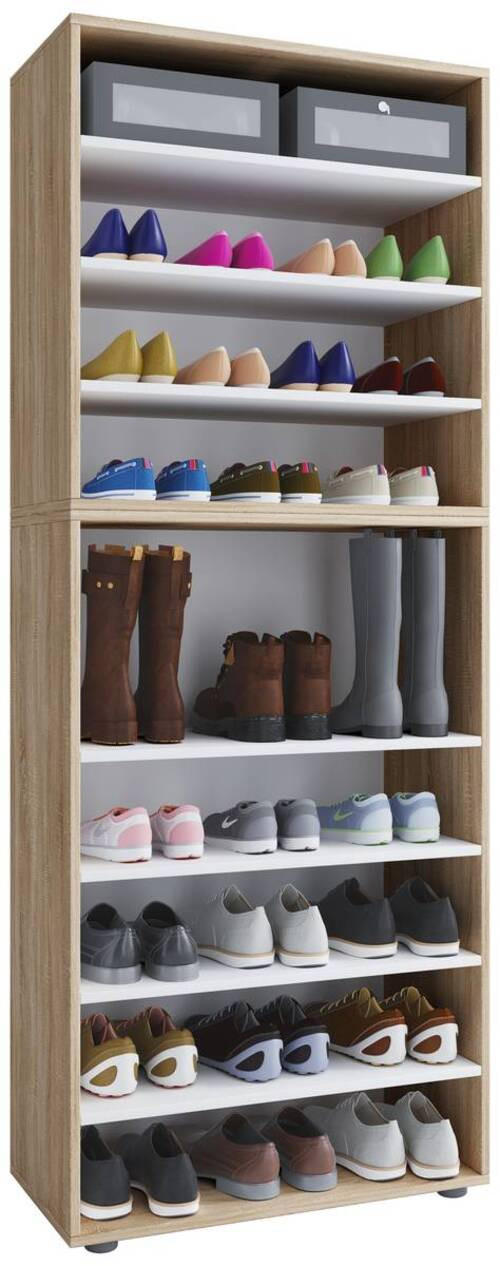 SCHUHREGAL Sonoma Eiche  - Schwarz/Sonoma Eiche, KONVENTIONELL, Holzwerkstoff/Kunststoff (70/183/37cm) - MID.YOU