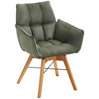 ŽIDLE S PODRUČKAMI, plochá tkanina, barvy dubu, olivově zelená - barvy dubu/olivově zelená, Design, dřevo/textil (61/87/63cm) - Waldwelt