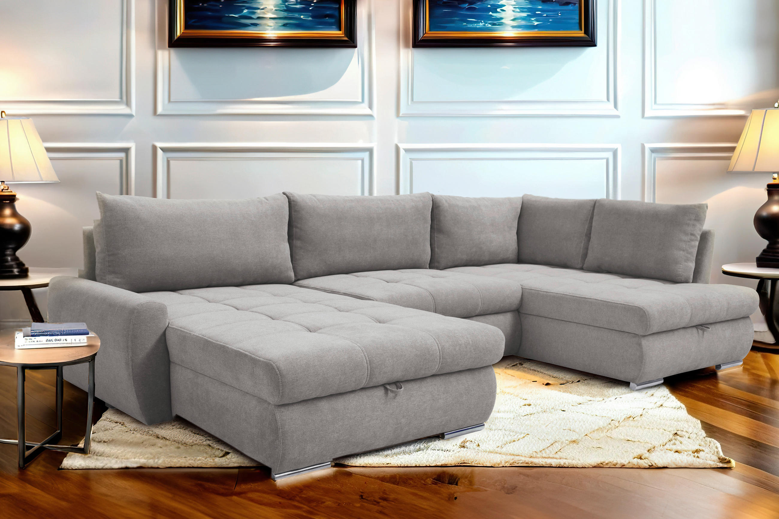 ECKSOFA Fango Velours  - Chromfarben/Fango, Design, Kunststoff/Textil (174/322/173cm) - Livetastic