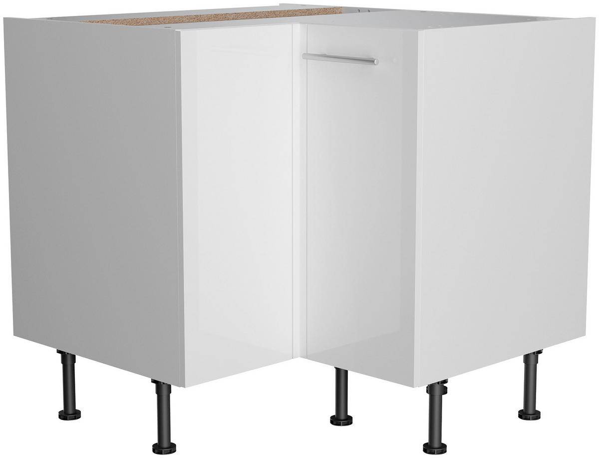 ECKKÜCHE 270/200 cm  in Weiß, Weiß Hochglanz  - Edelstahlfarben/Weiß Hochglanz, Basics, Holzwerkstoff/Metall (270/200cm) - Optifit