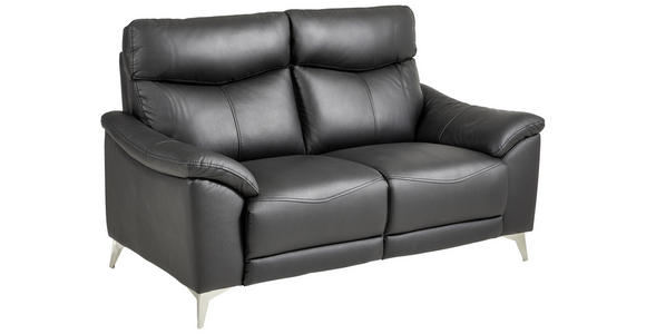 2-SITZER-SOFA Kombination Echtleder/Lederlook Lederlook Schwarz  - Edelstahlfarben/Schwarz, Design, Leder/Textil (168/102/92cm) - Xora