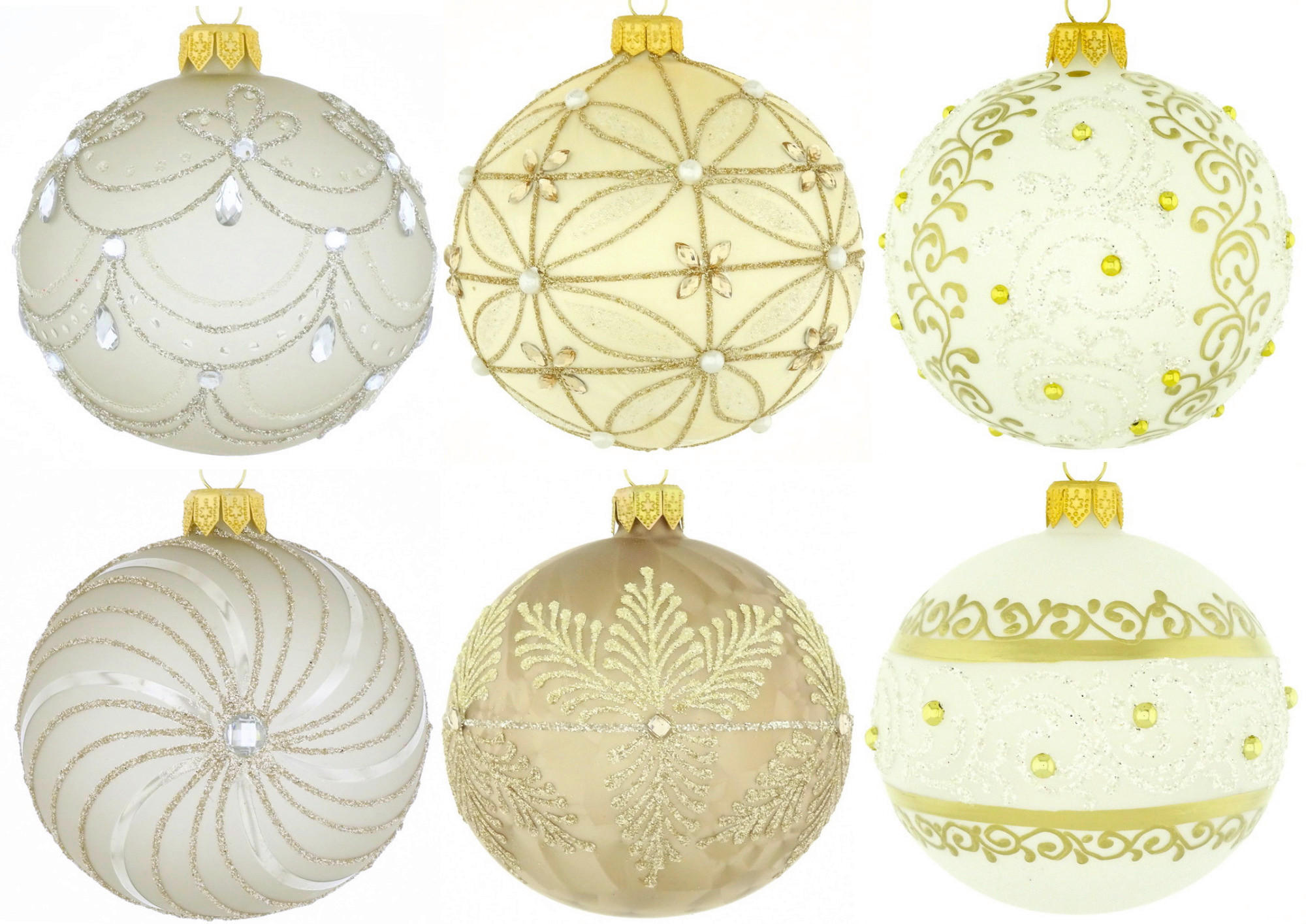 CHRISTBAUMKUGEL 8 cm  - Champagner/Weiß, LIFESTYLE, Glas/Metall (8cm) - X-Mas