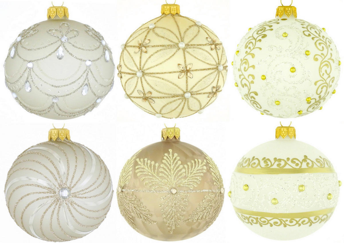 KARÁCSONYFAGÖMB - Pezsgő/fehér, Lifestyle, Üveg/fém (8cm) - X-Mas