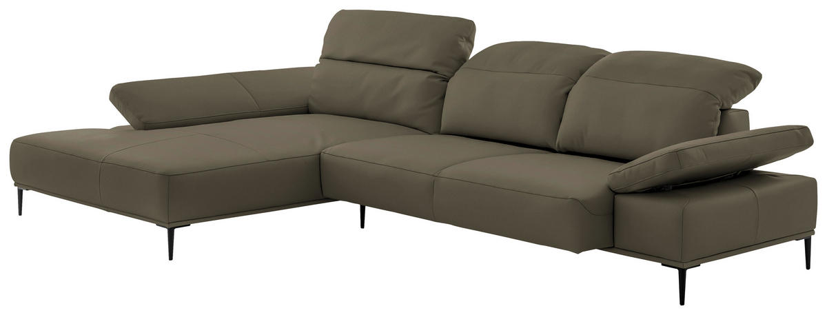 ECKSOFA  in Echtleder Braun  206/322 cm  - Schwarz/Braun, MODERN, Leder/Metall (206/322cm) - Chilliano