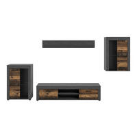 DNEVNI REGAL,  siva, naravne barve  - črna/siva, Design, umetna masa/steklo (310/169/35cm) - MID.YOU