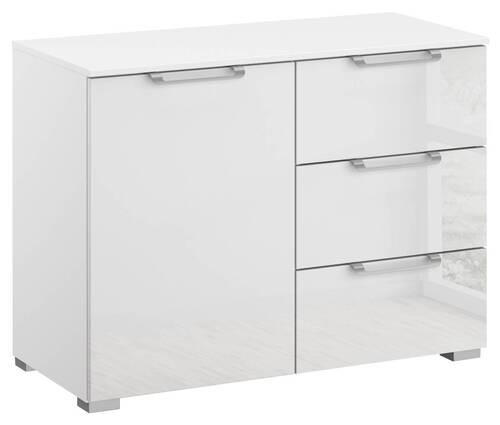 KOMMODE 80/61/42 cm  in Klar, Weiß  - Klar/Silberfarben, Design, Glas/Holzwerkstoff (80/61/42cm) - Novel