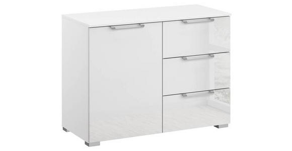 KOMMODE 80/61/42 cm in Klar, Weiß - Klar/Silberfarben, Design, Glas/Holzwerkstoff (80/61/42cm) - Novel