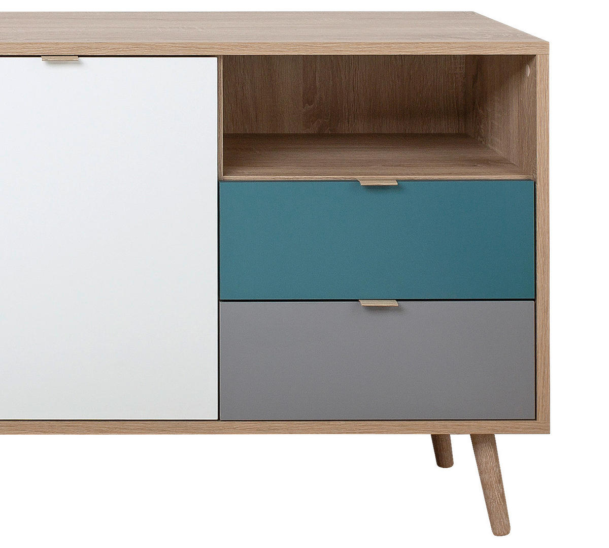 SIDEBOARD  in 180/71/40 cm  - Eichefarben/Petrol, Trend, Holzwerkstoff (180/71/40cm) - MID.YOU