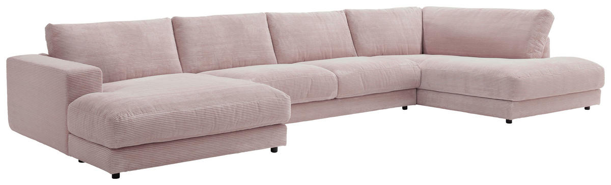 WOHNLANDSCHAFT Rosa Cord  - Schwarz/Rosa, Design, Kunststoff/Textil (190/425/224cm) - Hom`in