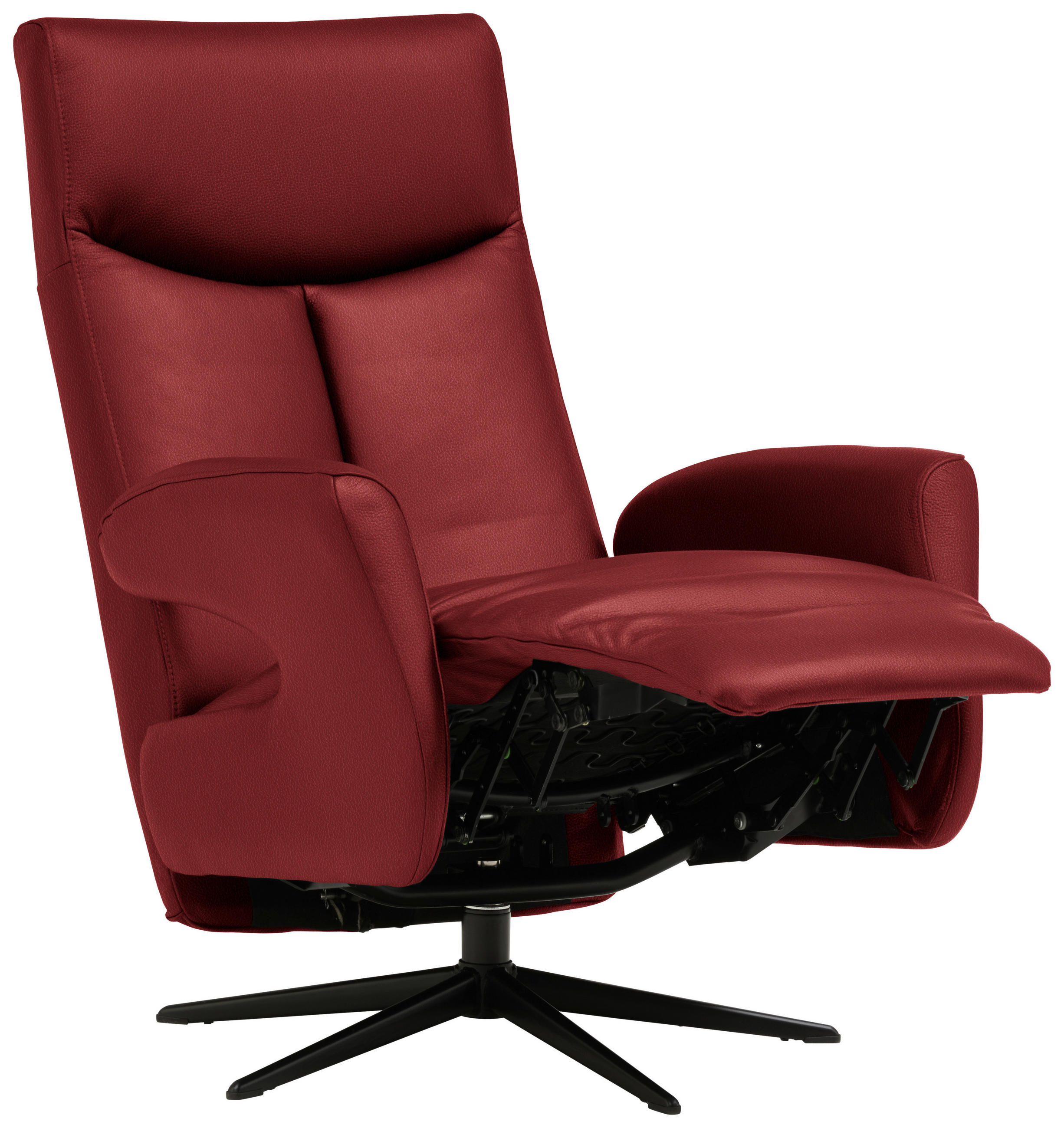 RELAXSESSEL in Leder Rot  - Rot/Schwarz, Design, Leder/Metall (74/105/82cm) - Welnova