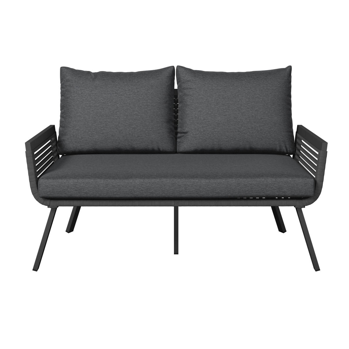 LOUNGEGARNITUR Aluminium  - Anthrazit/Schwarz, MODERN, Glas/Textil (125/74/74cm) - Ambia Garden