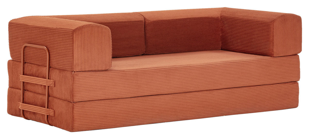 ROZKLADACIA POHOVKA, textil, terakotová - terakotová, Modern, textil (200/70/90cm) - Livetastic