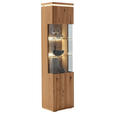 VITRINE in massiv, furniert Balkeneiche Grau, Eichefarben  - Eichefarben/Anthrazit, Natur, Glas/Holz (50/204/37cm) - Linea Natura