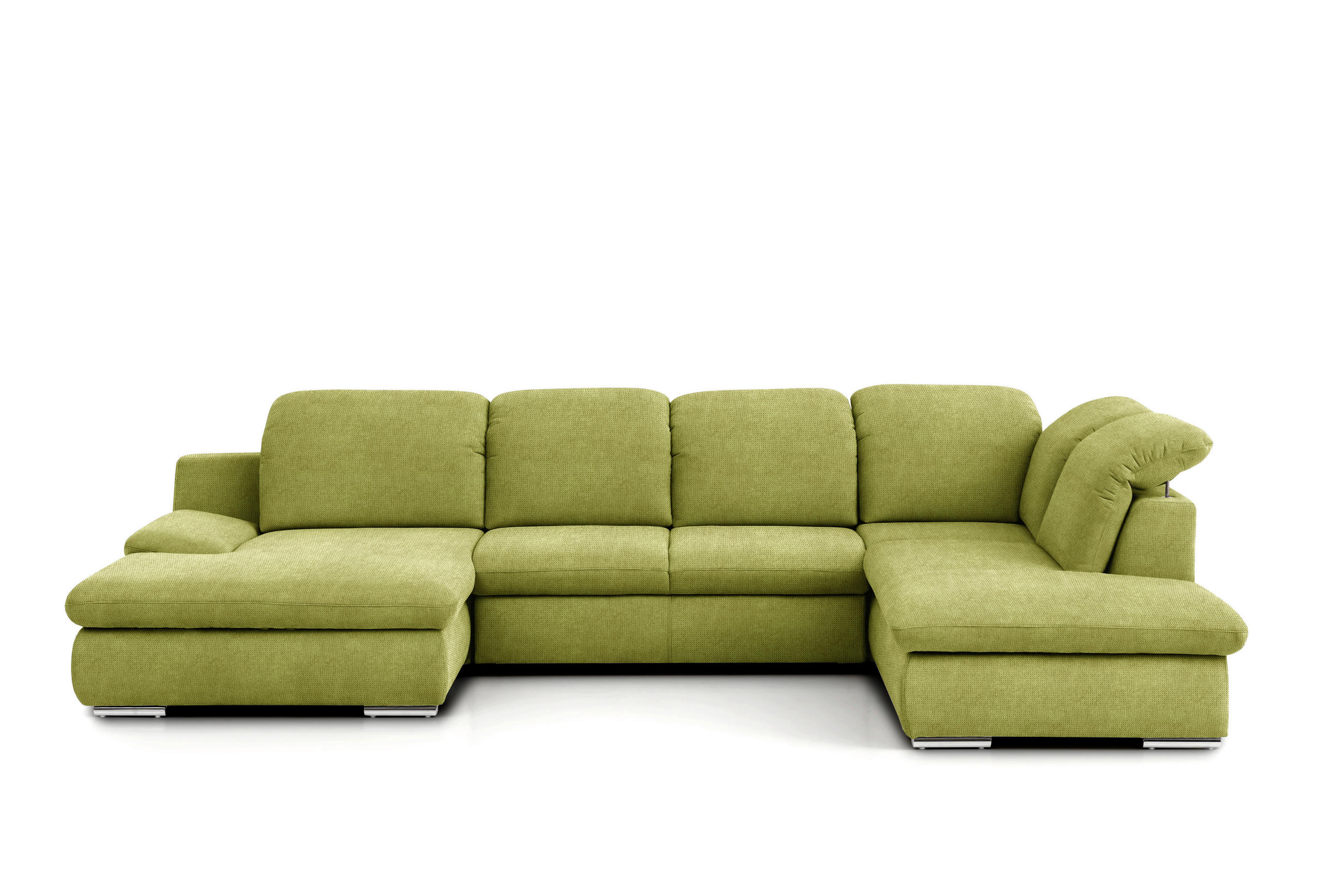 WOHNLANDSCHAFT Grün Chenille  - Chromfarben/Grün, Design, Textil/Metall (165/353/212cm) - Livetastic