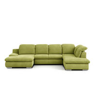 WOHNLANDSCHAFT Grün Chenille  - Chromfarben/Grün, Design, Textil/Metall (165/353/212cm) - Livetastic