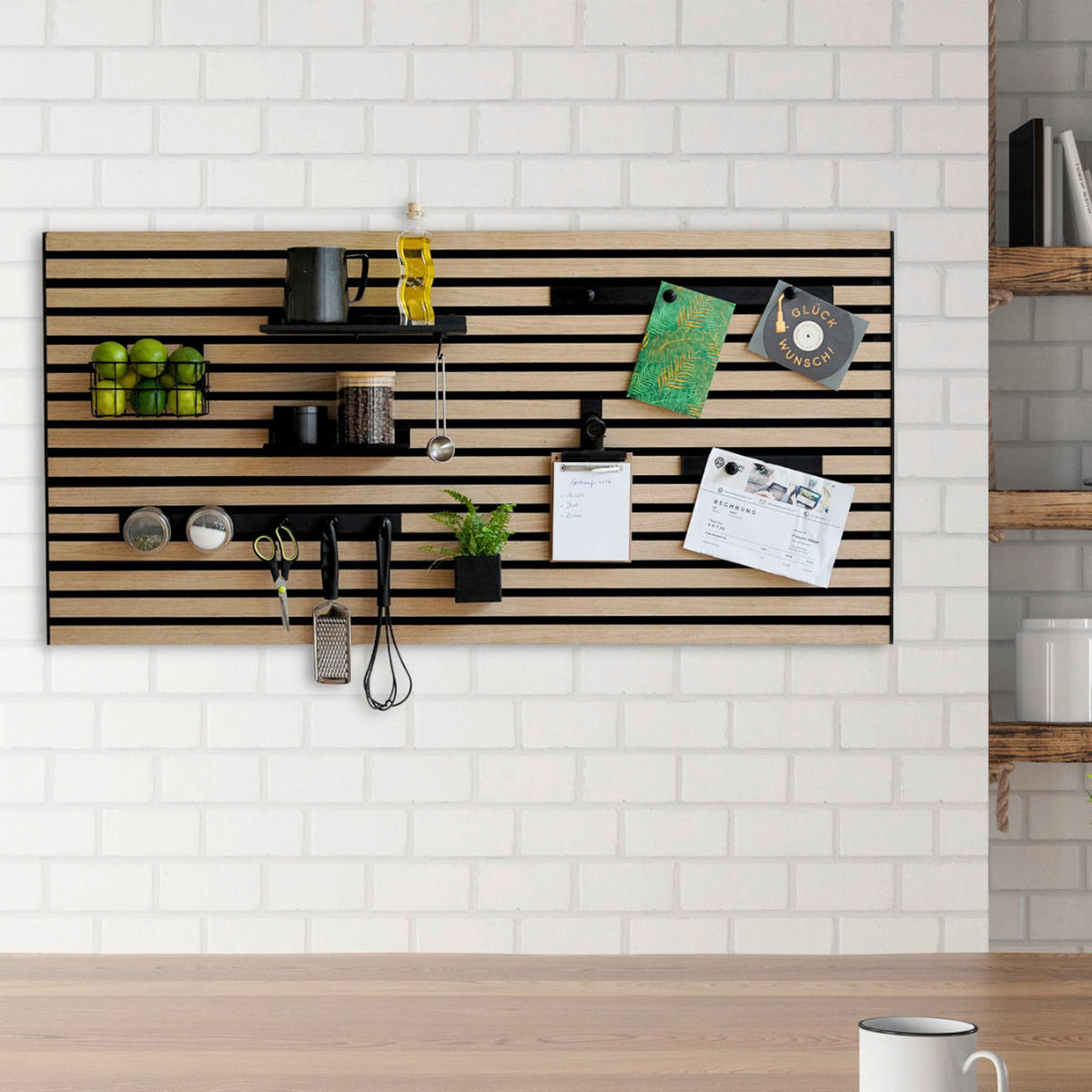 Akustikpaneel-Zubehör-Set  - Schwarz/Braun, Basics, Holzwerkstoff/Metall (60/60/2cm)