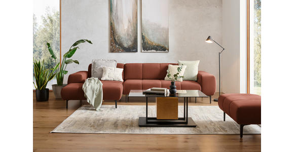 ECKSOFA in Chenille Cognac  167/311 cm  - Cognac/Schwarz, Design, Textil/Metall (167/311cm) - Xora